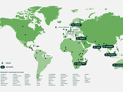 International map showing twentyfifty offices and networks